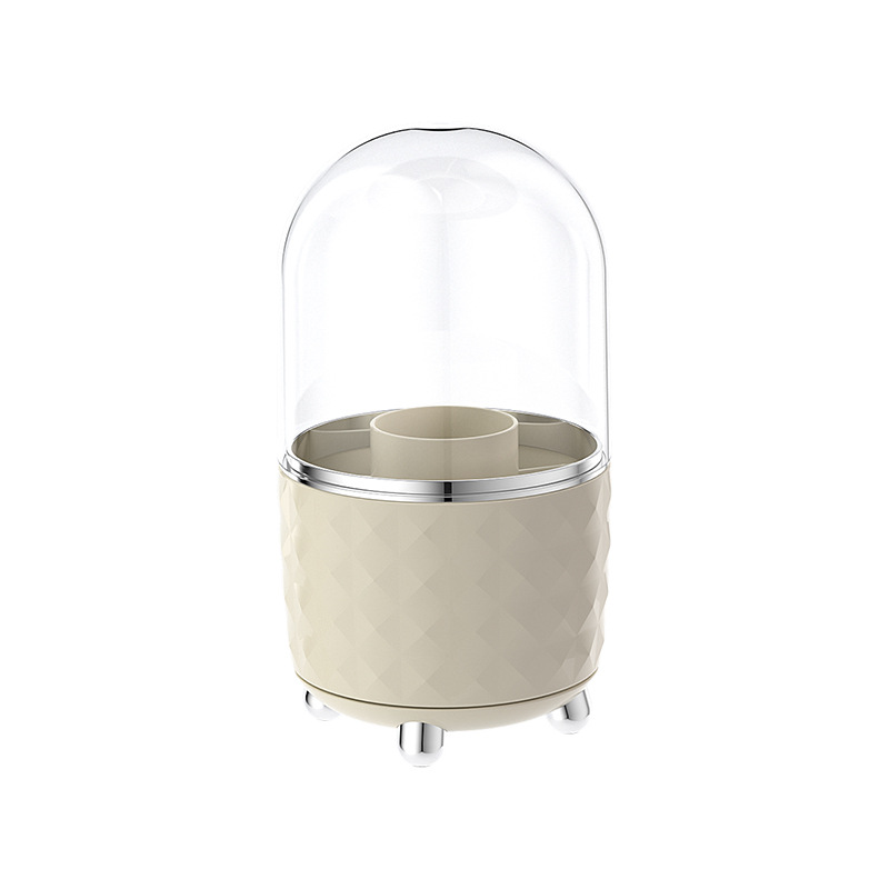 Makeup Brush Storage Box Rotatable Desktop Cosmetics Lipstick Storage Dressing Table Dust-Proof Storage Bucket Storage Rack