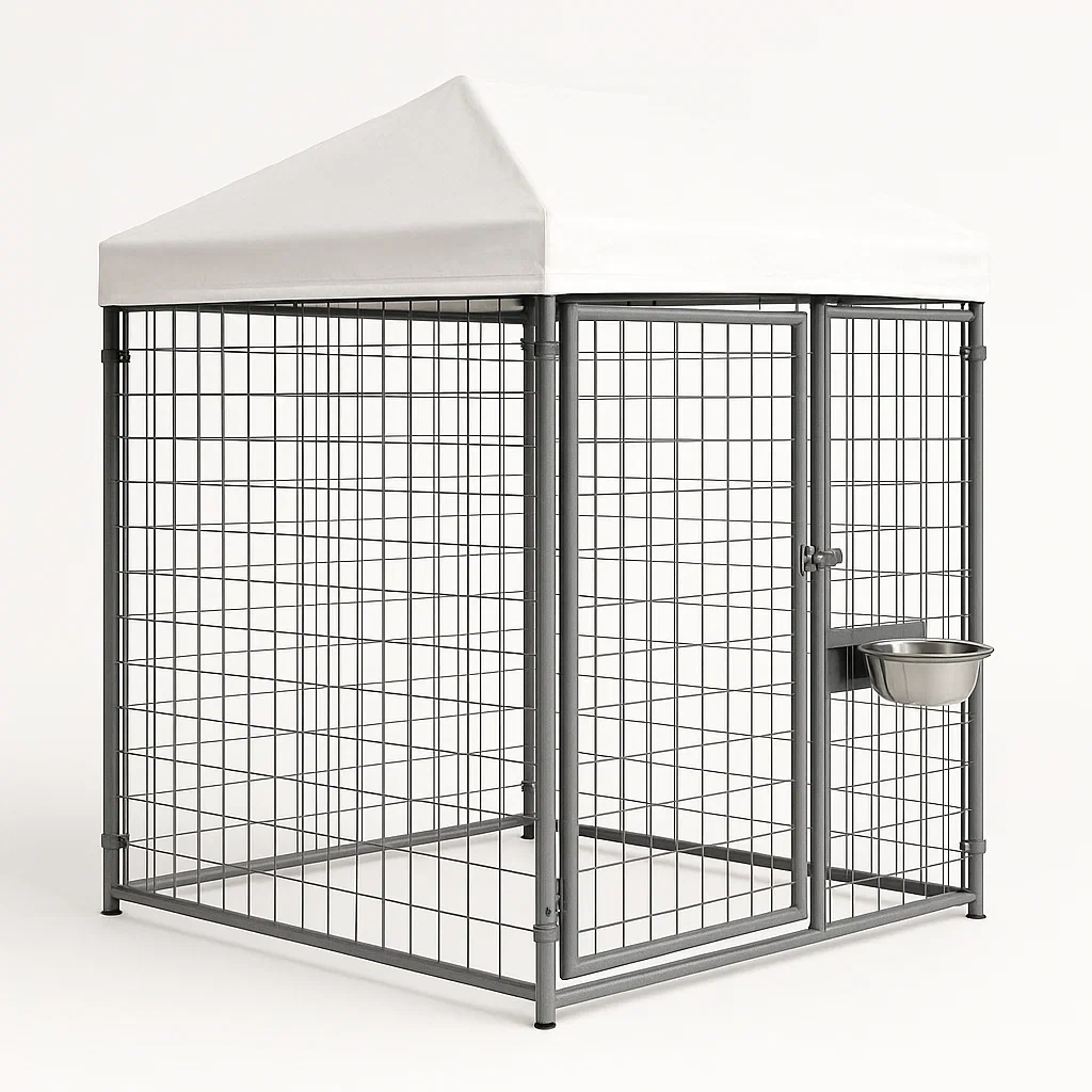 Jaula para perro de exterior en metal galvanizado con cubierta de poliéster