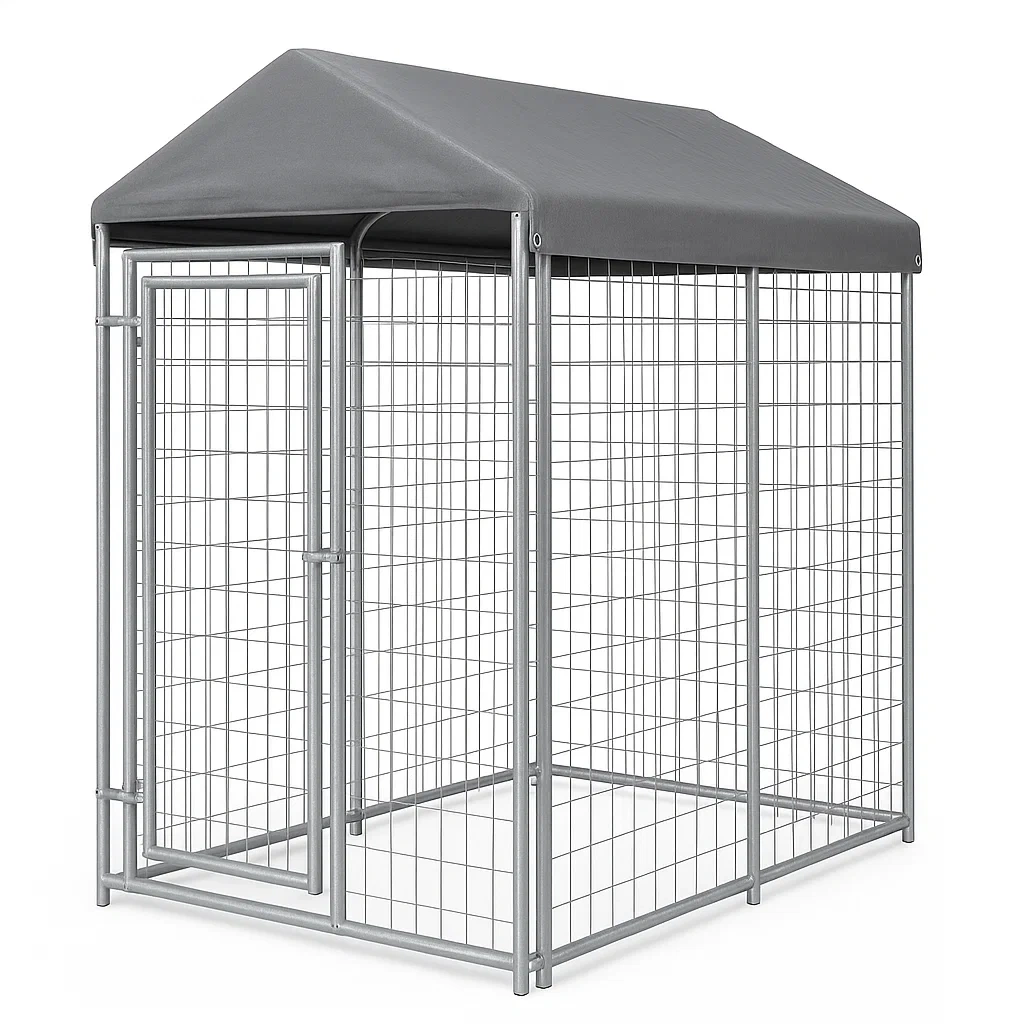 Jaula para perro metálica con techo impermeable gris 150×150×180 cm
