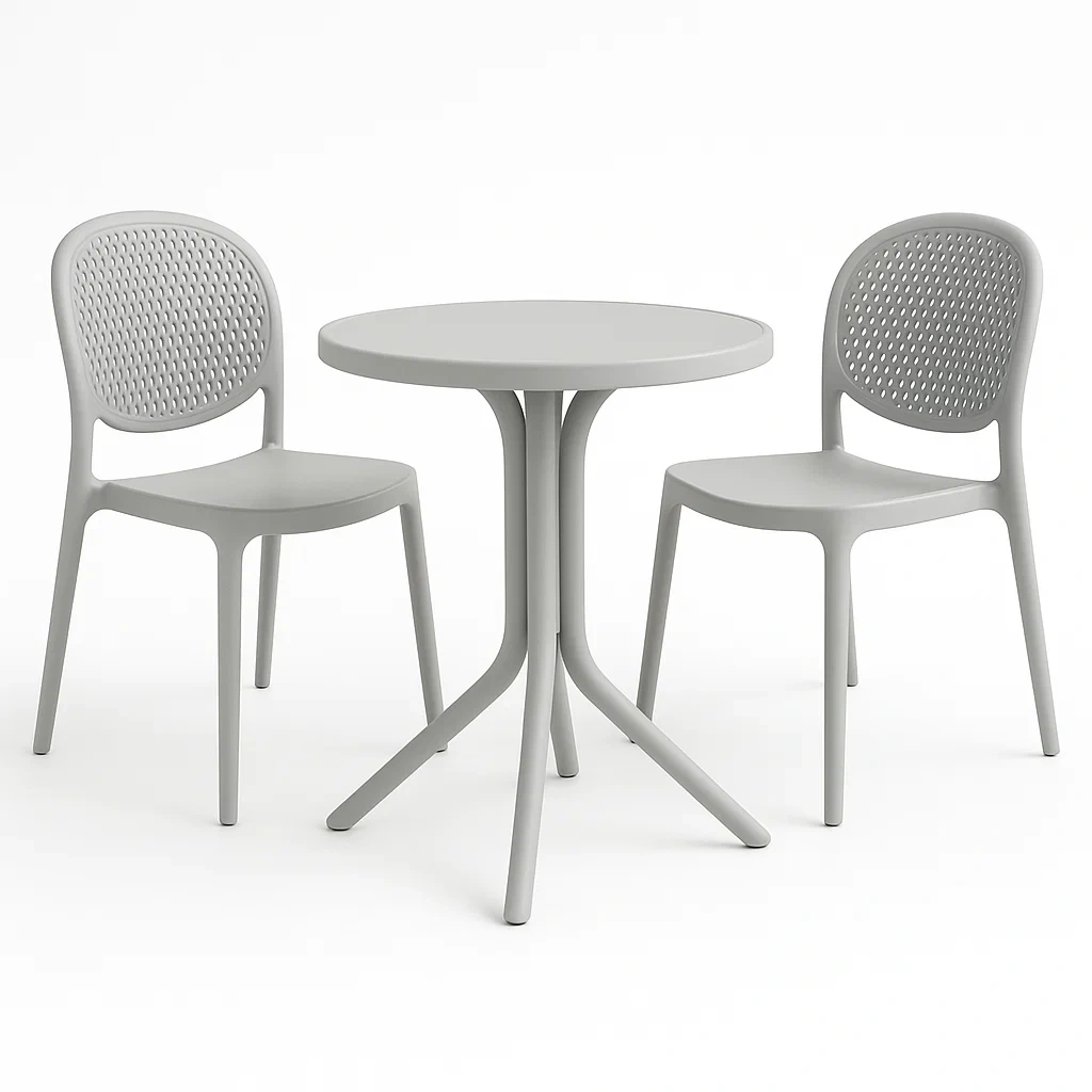 Conjuntos bistró pequeños de plástico gris con mesa