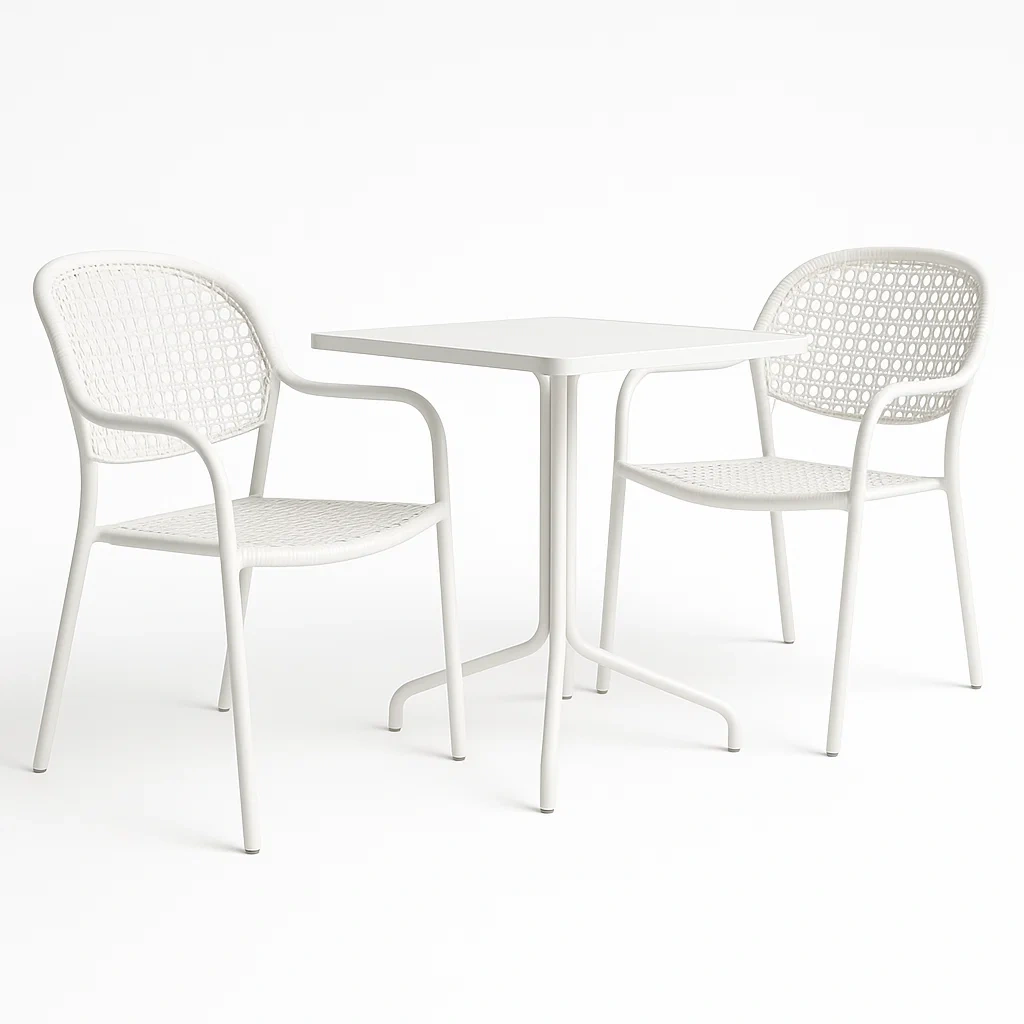 Conjuntos bistró pequeños de metal blanco para exterior