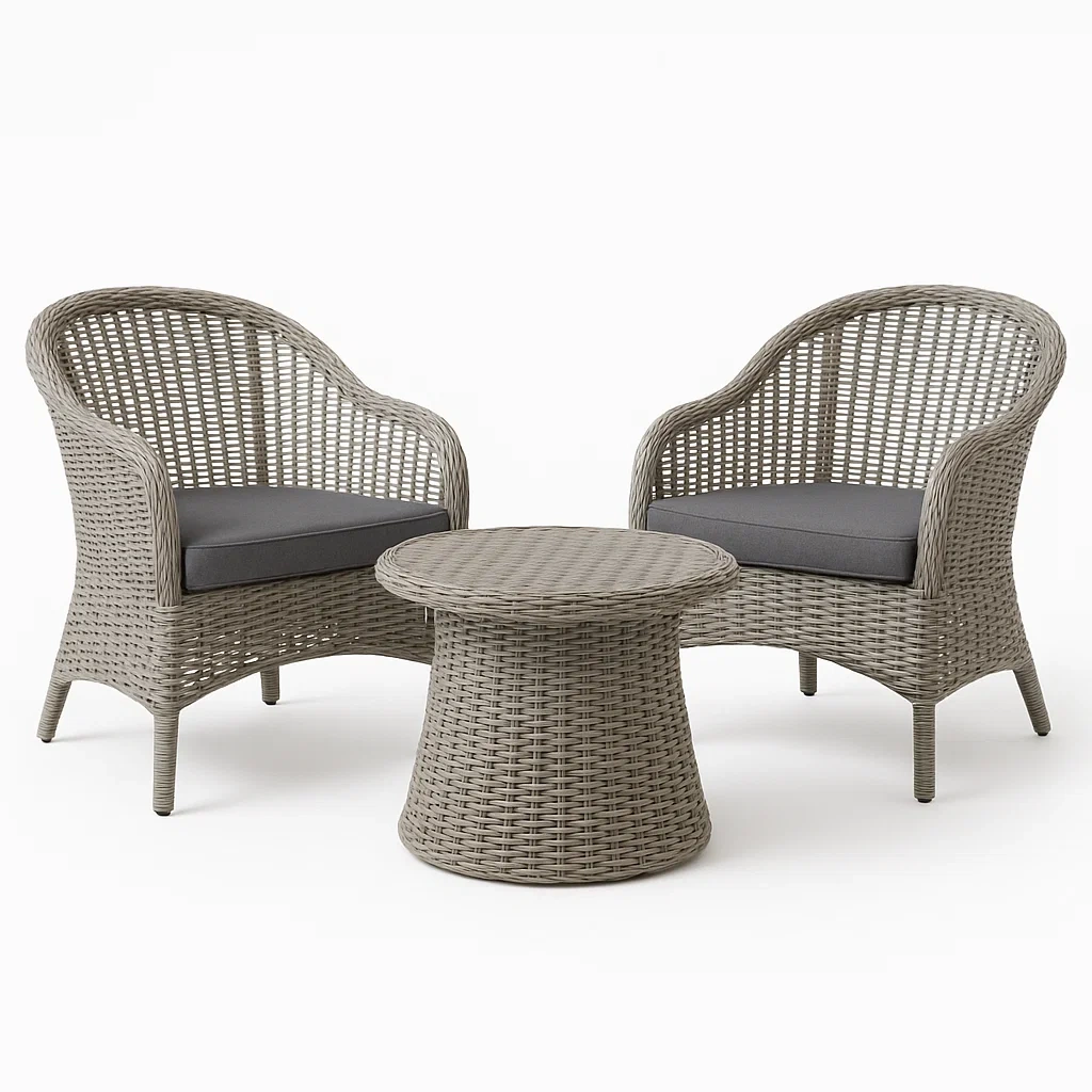 Conjuntos bistró pequeños de ratán sintético gris