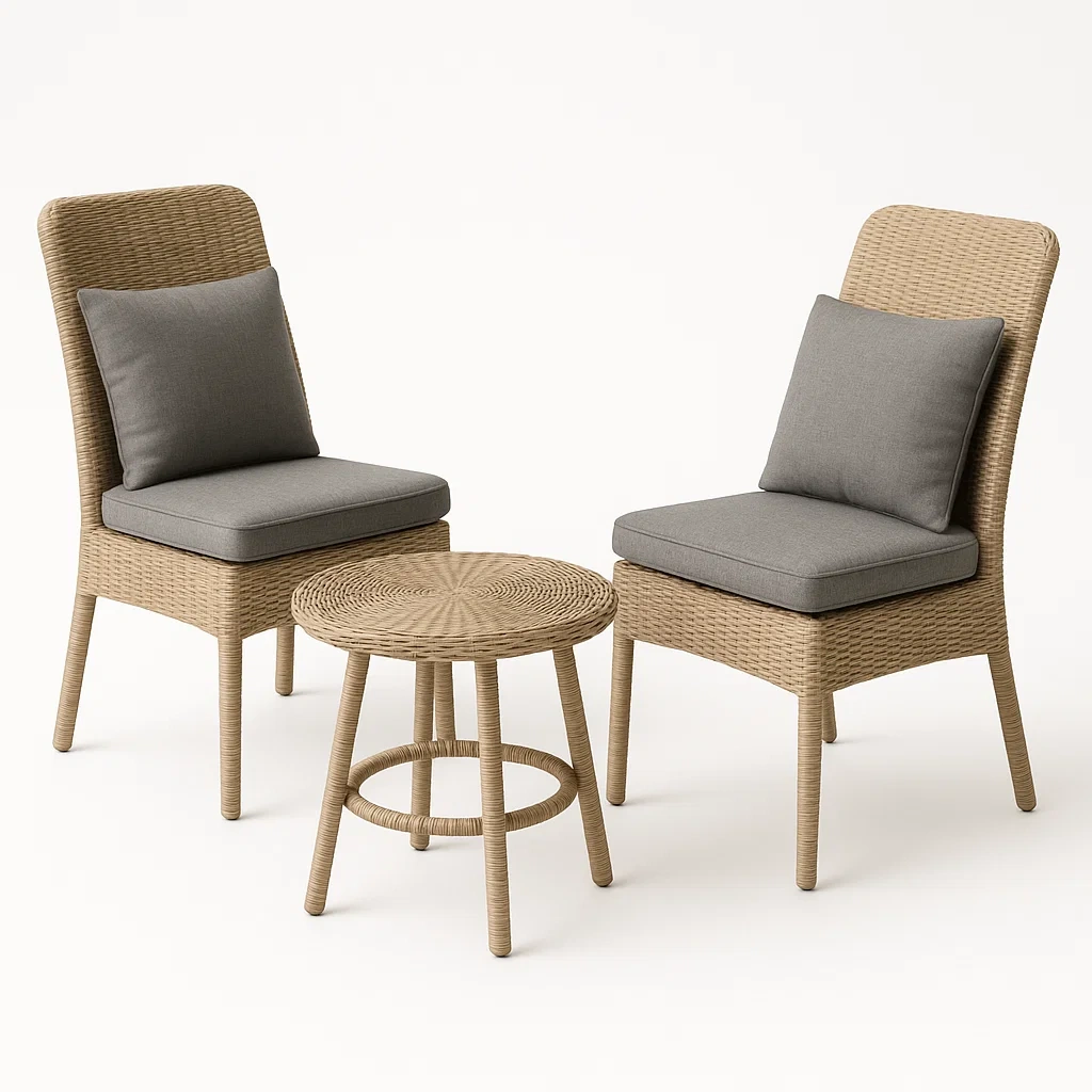 Conjuntos bistró pequeños de ratán sintético beige para exterior