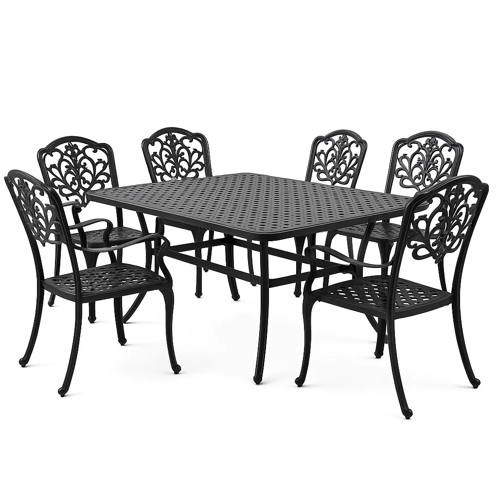 Conjuntos de comedor de aluminio para exterior con mesa y sillas