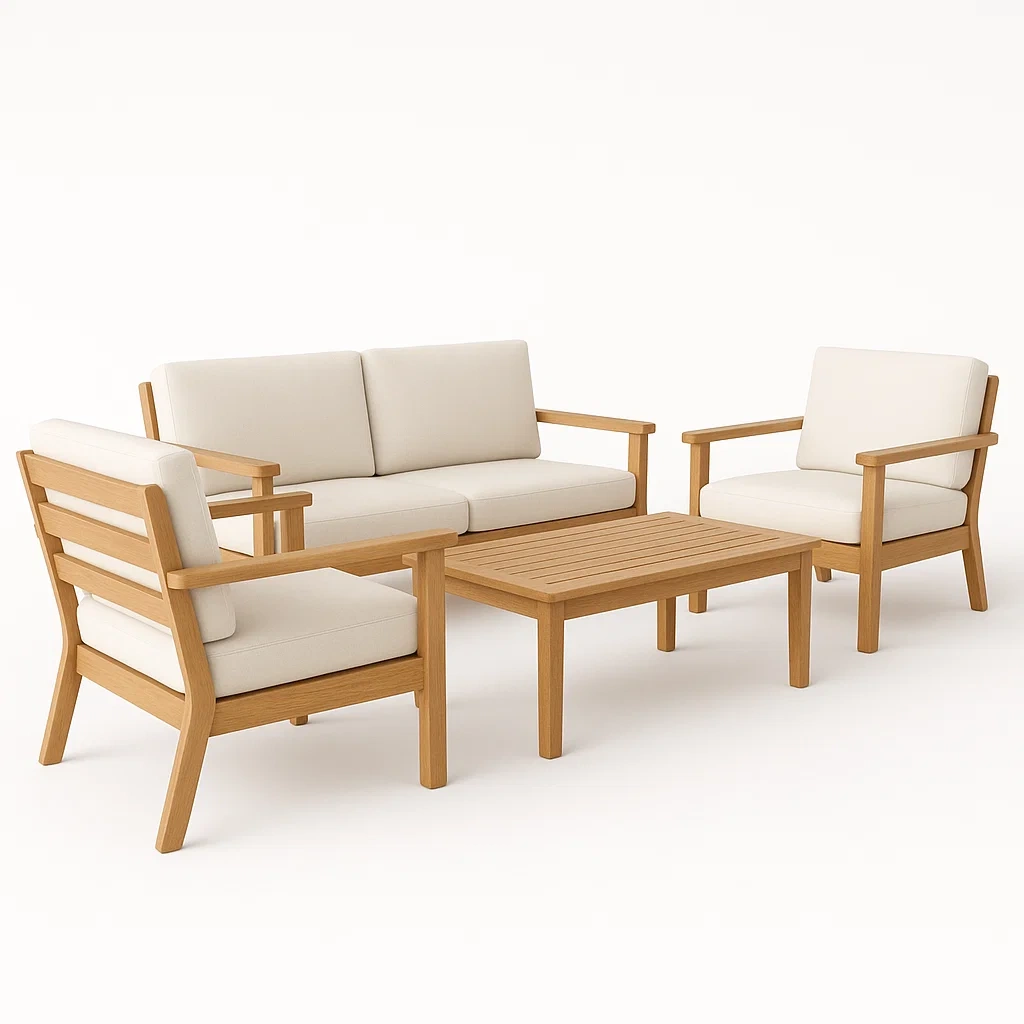 Conjuntos de conversación de madera de acacia para jardín en color beige