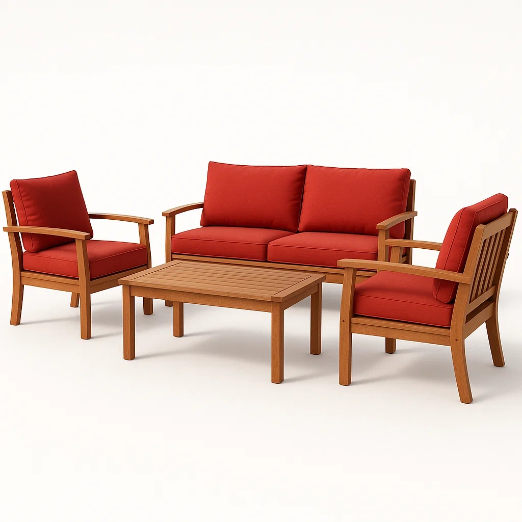 Conjuntos de conversación de madera para jardín en color rojo