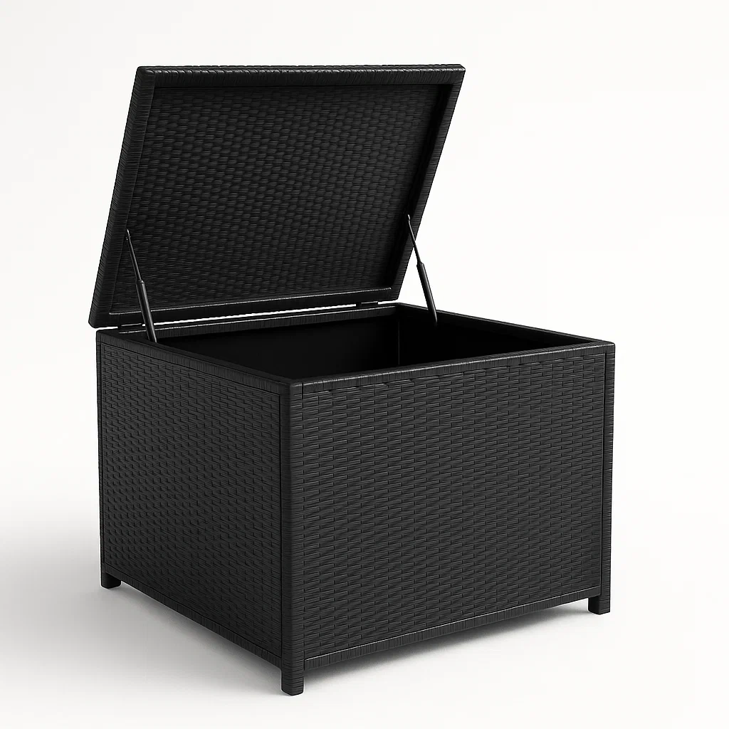 Baúl de almacenamiento para exterior de plástico en color negro 55×55×50 cm