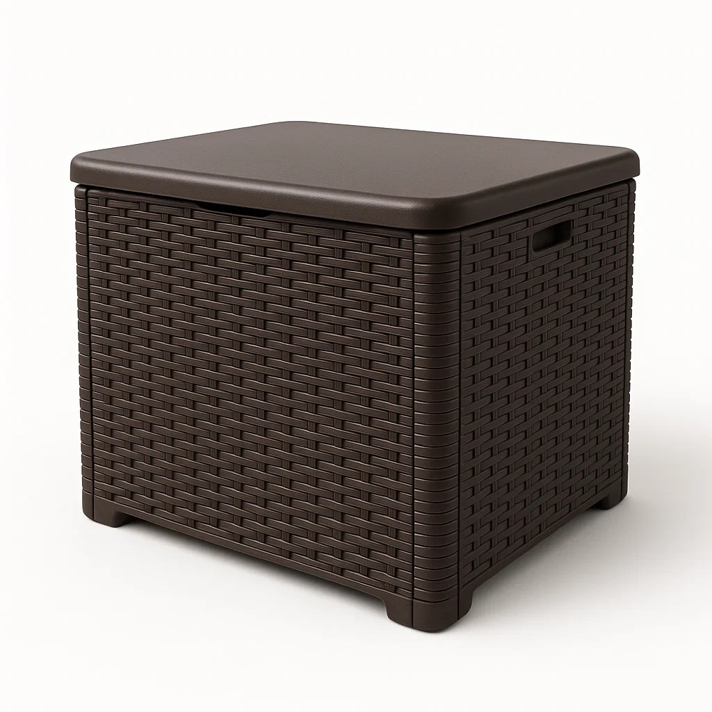 Baúl de almacenamiento de polipropileno en color marrón 44×44×44 cm