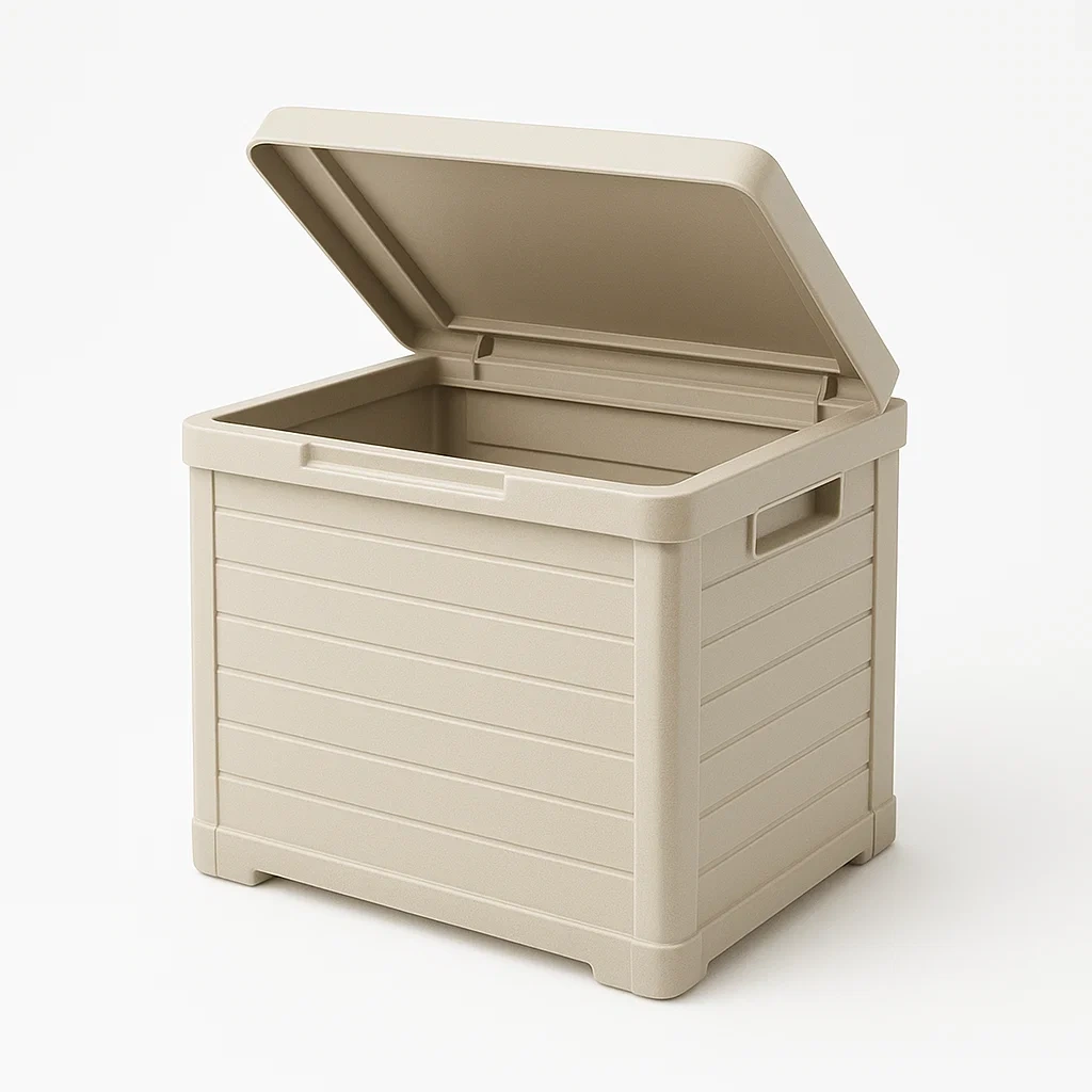 Baúl de almacenamiento de polipropileno en color beige 45×40×50 cm