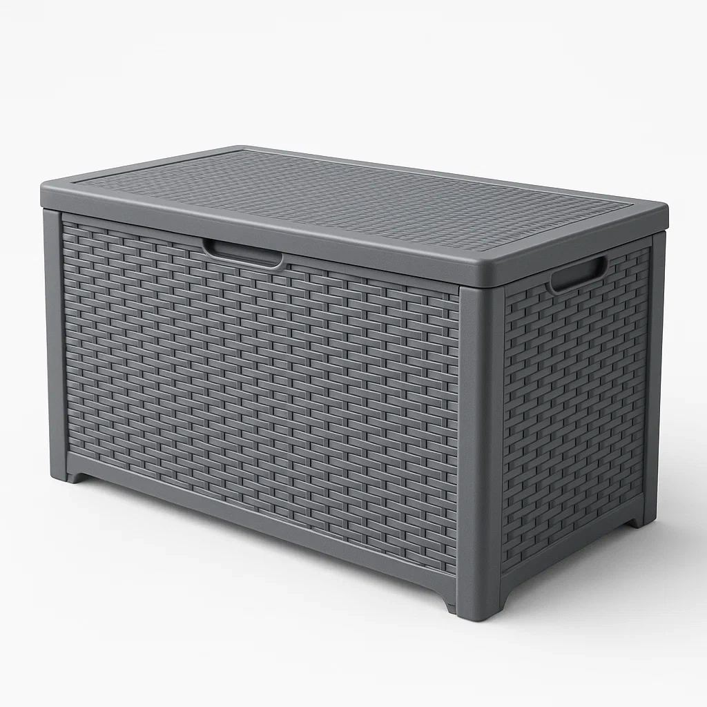 Baúl de almacenamiento de plástico en color gris 117×56×45 cm