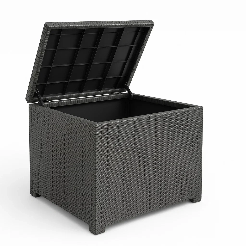 Baúl de almacenamiento para exterior de plástico en color gris