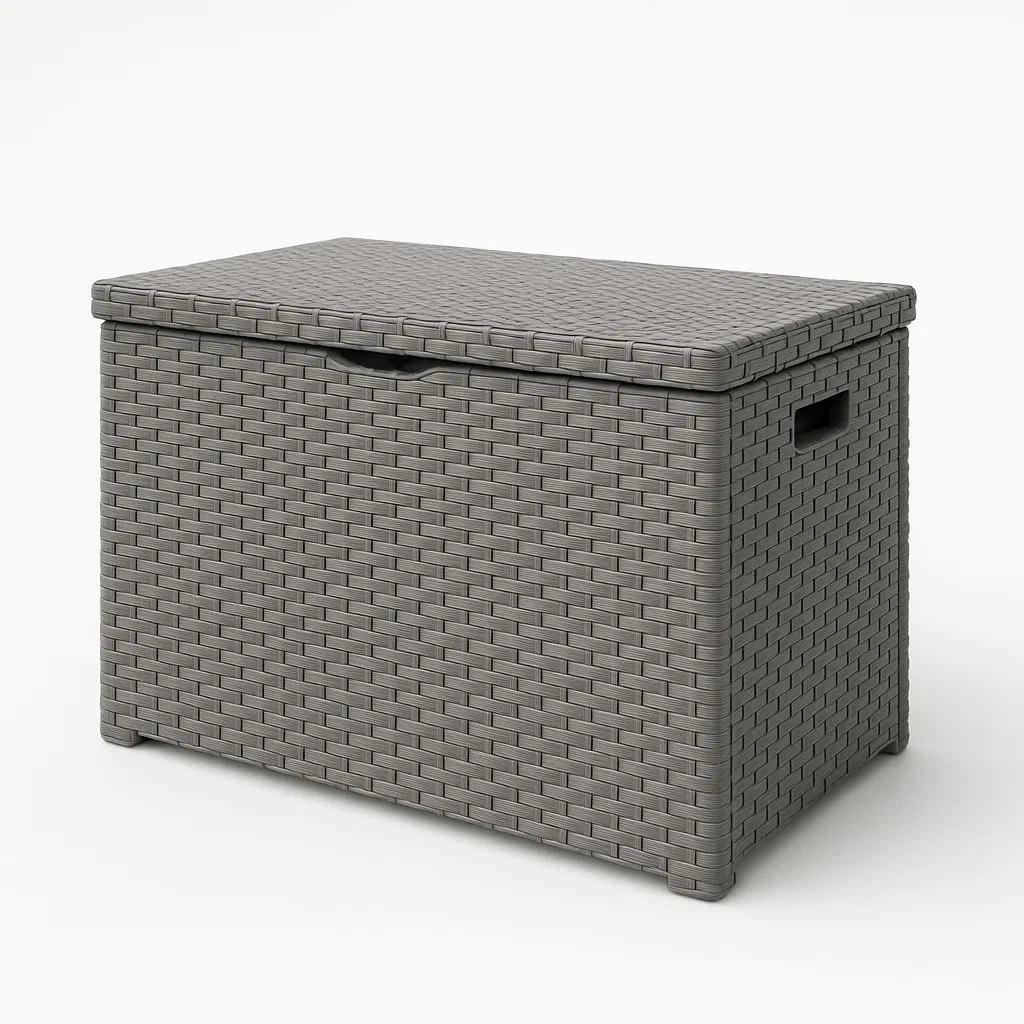 Baúl de almacenamiento para exterior de plástico en color gris 117×45×57 cm