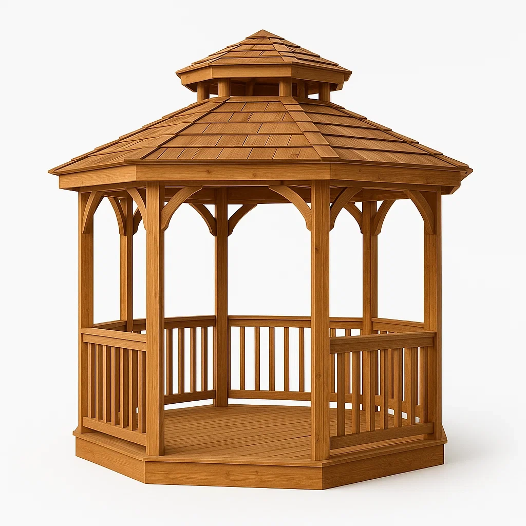 Cenador hexagonal de madera de cedro