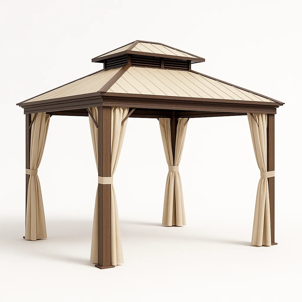 Cenador de aluminio y poliéster en color beige