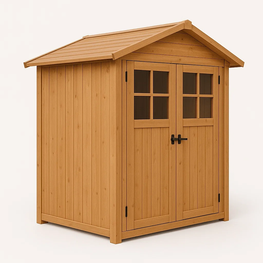Cobertizo de madera para exterior con puertas dobles