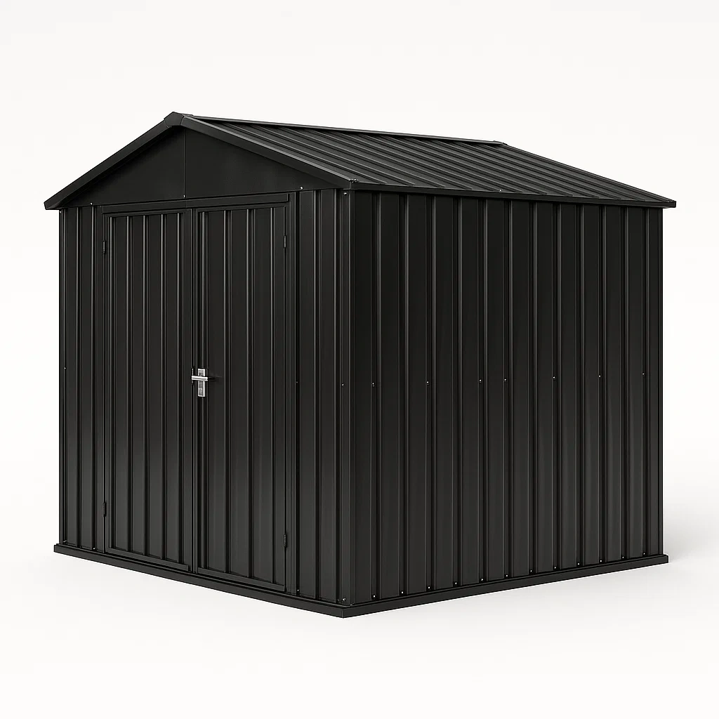 Cobertizo de acero en color negro para exterior 213×127×185 cm