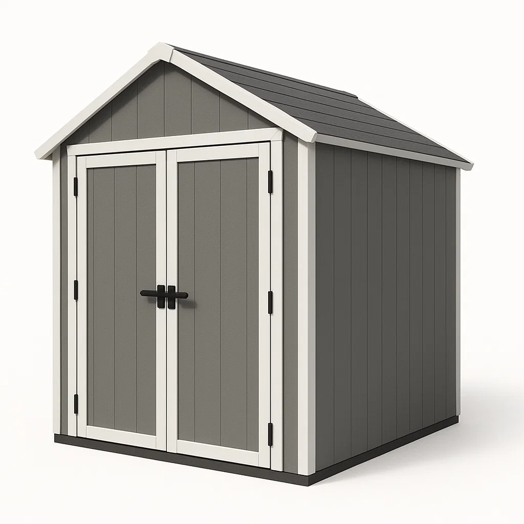 Cobertizo de resina en color gris con doble puerta 200×130×220 cm