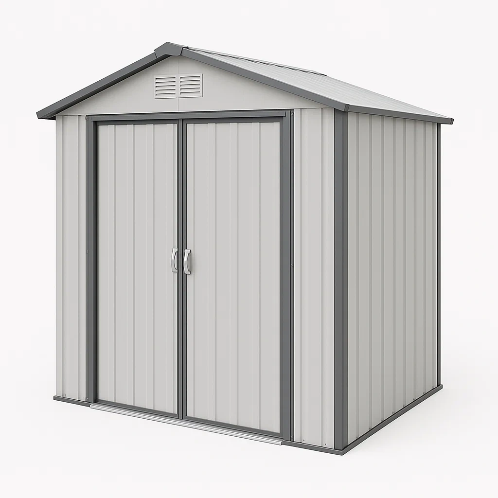 Cobertizo de acero galvanizado en color gris 213×127×185 cm