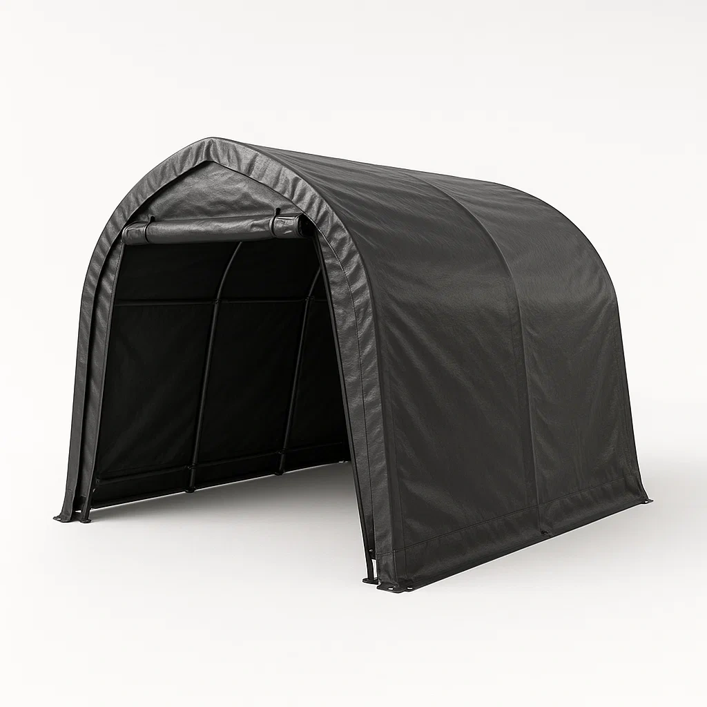 Cochera de acero y vinilo en color negro