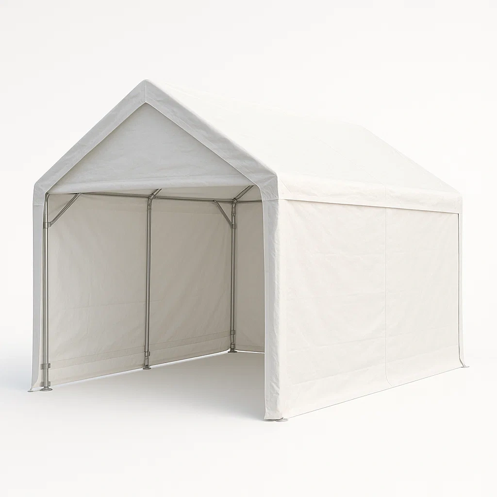 Cochera de acero y polietileno en color blanco