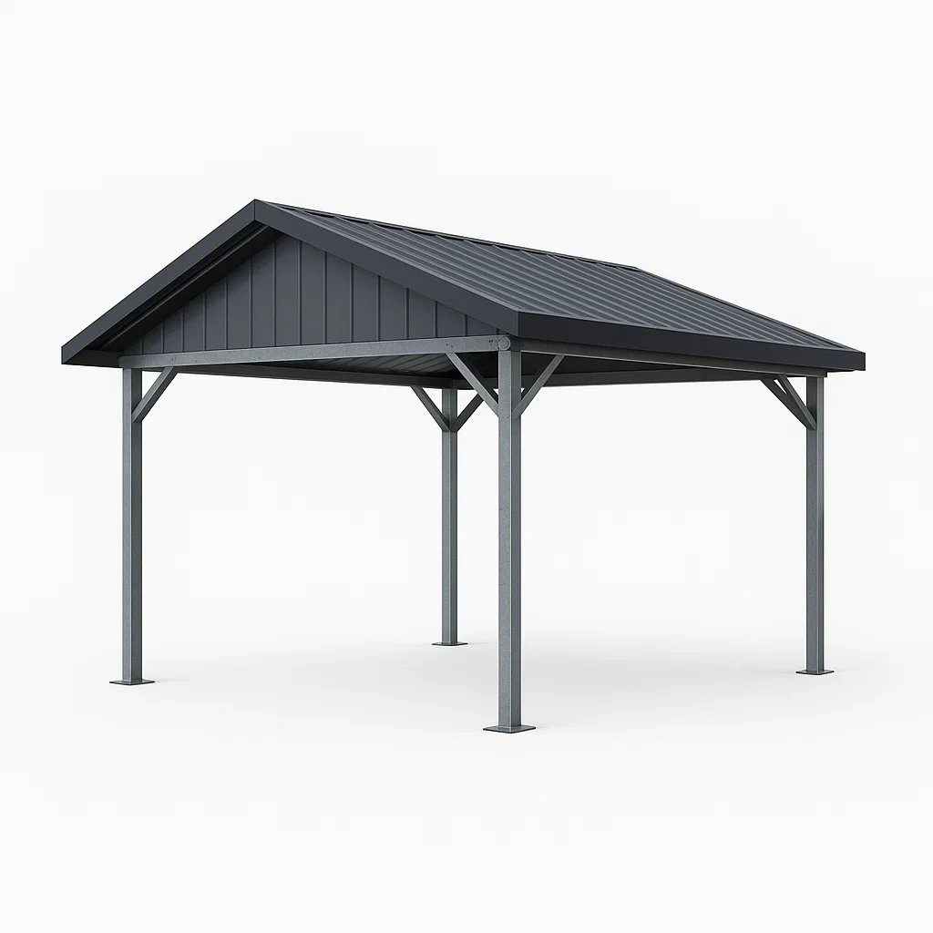 Cochera de acero galvanizado en color gris