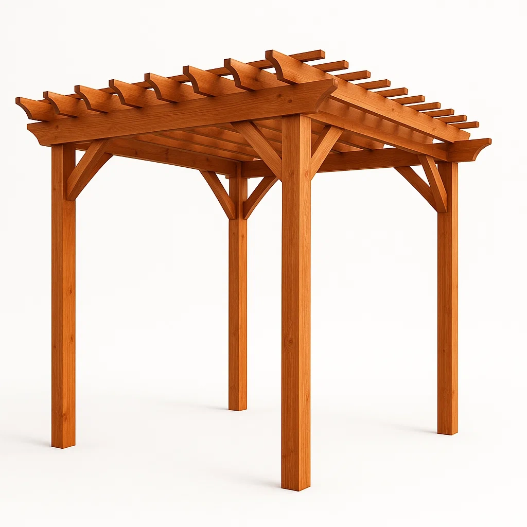 Pérgola de madera maciza en color marrón 300×300×250 cm
