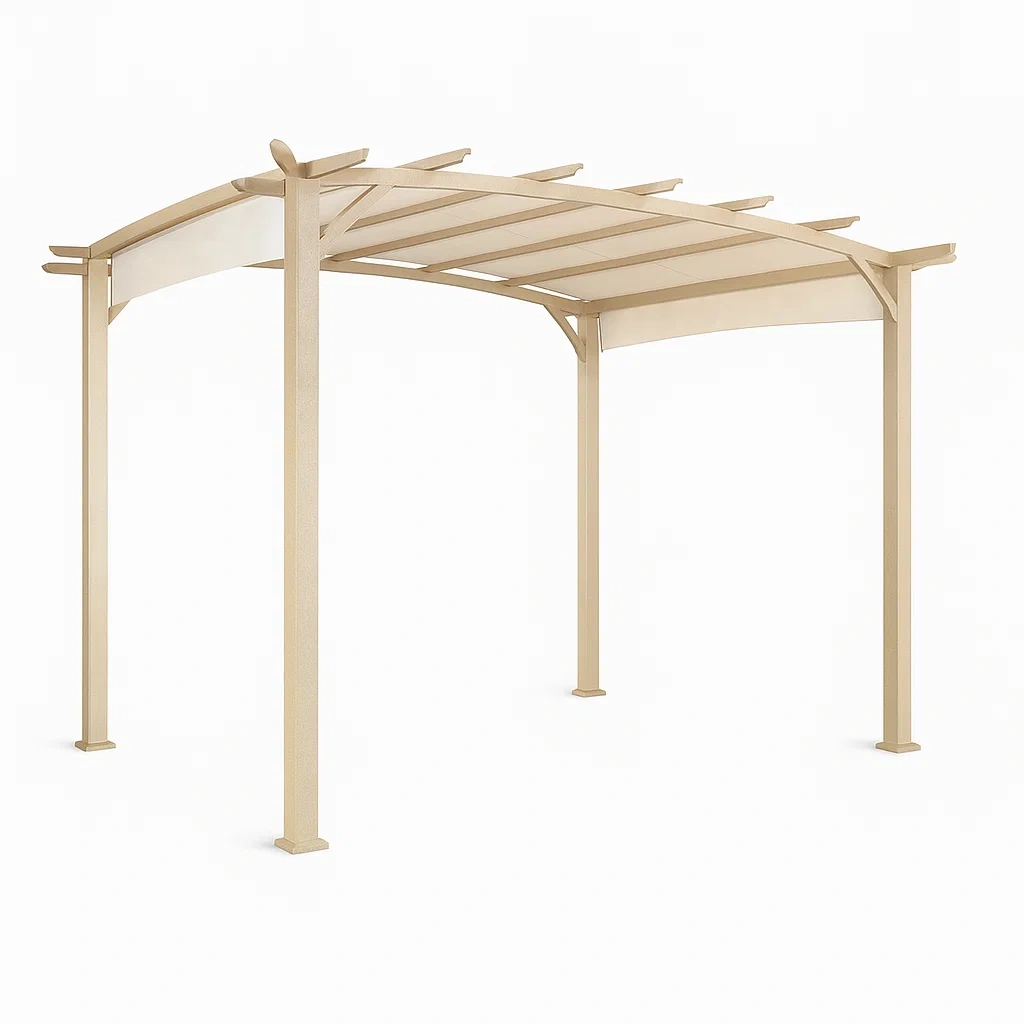 Pérgola de aluminio en color beige para jardín