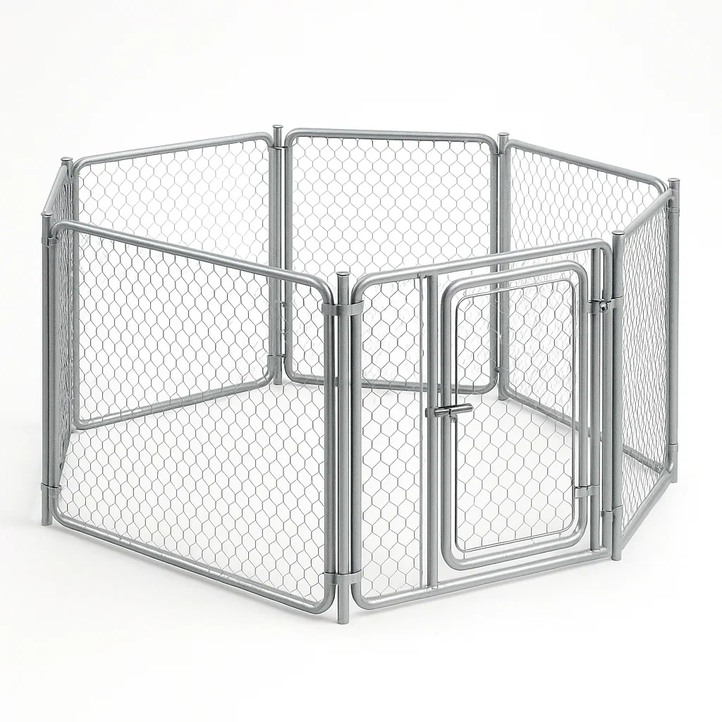 Parque para perro de metal galvanizado hexagonal de altura elevada