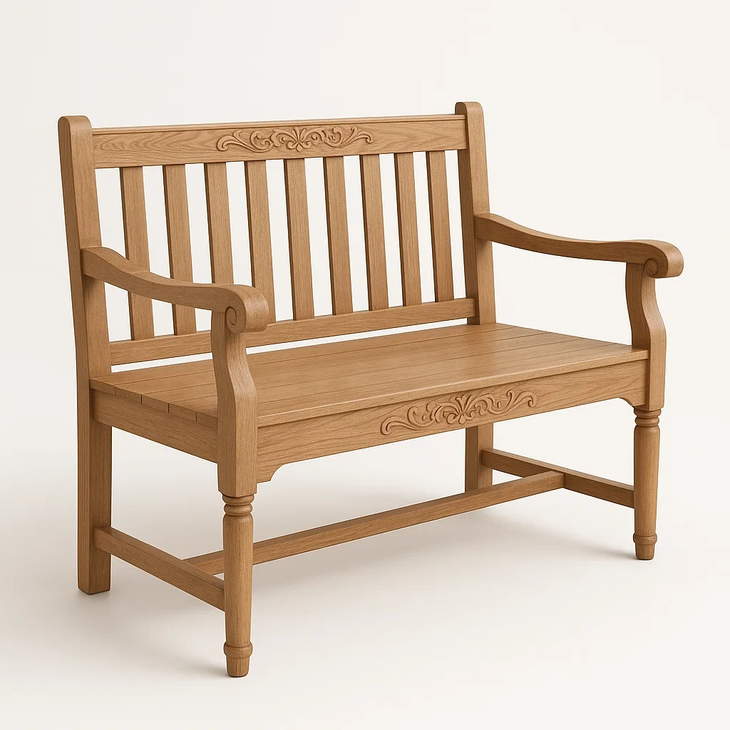 Banco de roble para jardín 120×60×90 cm