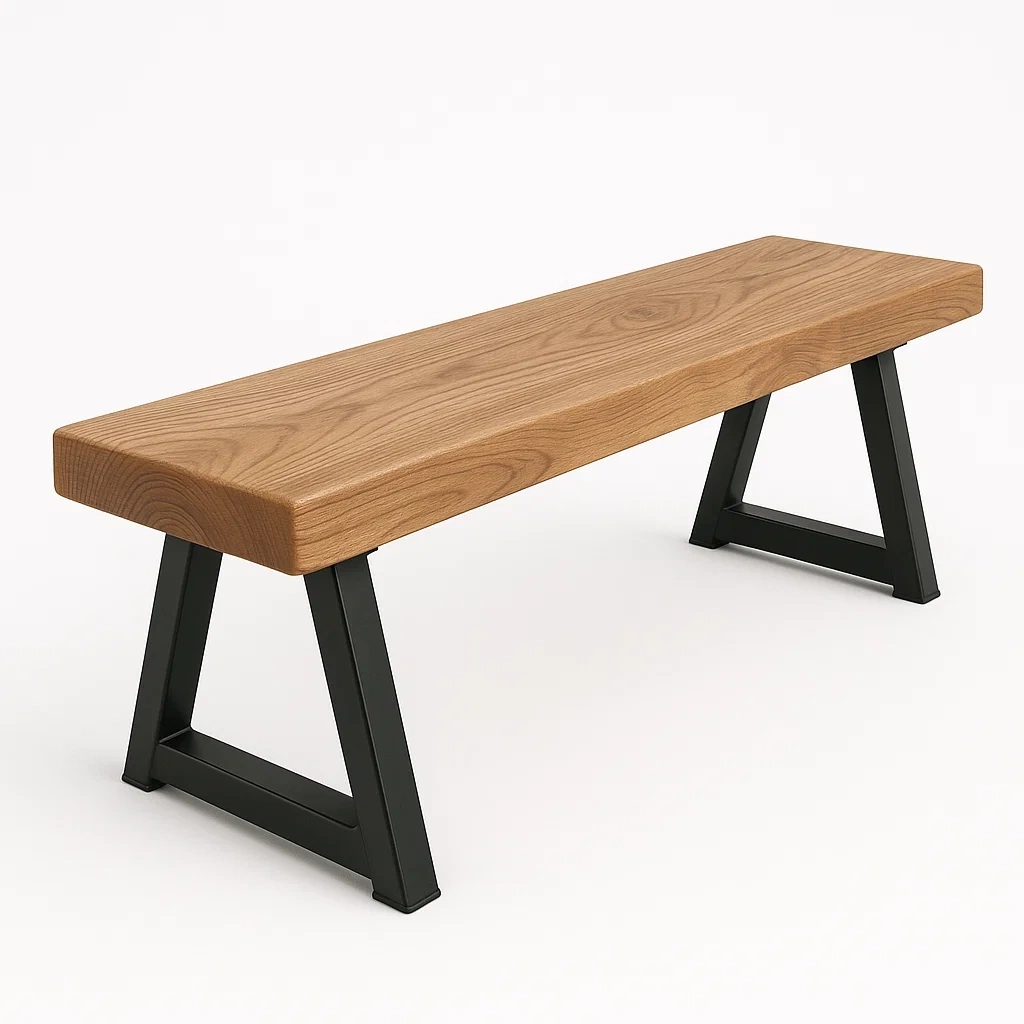 Banco de madera con patas de metal para interior 120×35×45 cm