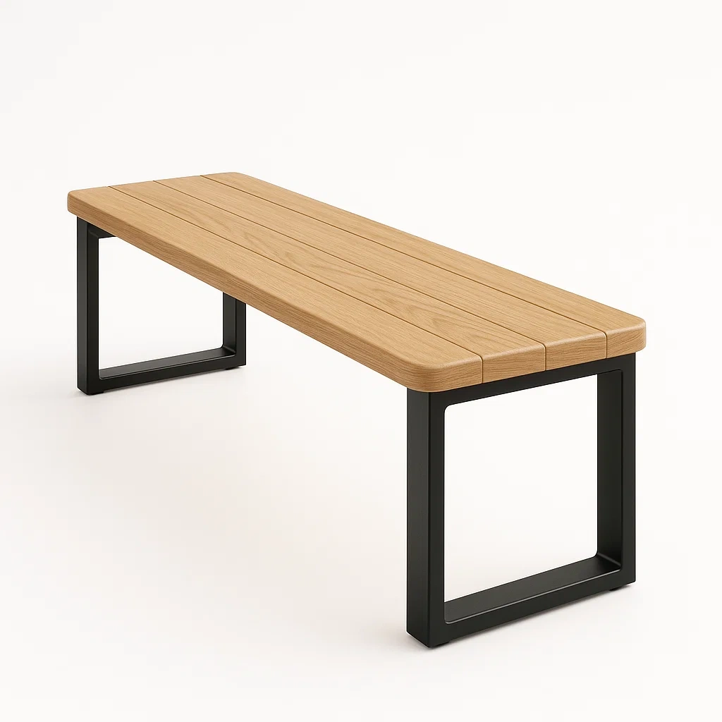 Banco de madera y metal en color negro