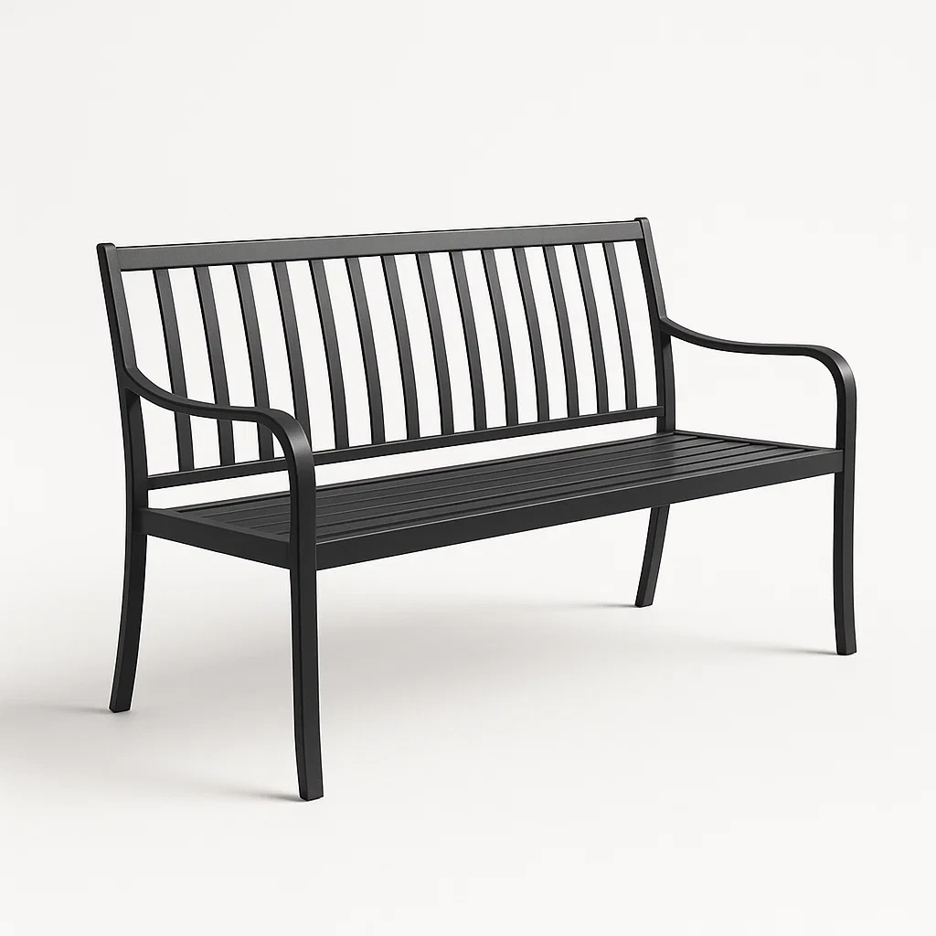 Banco de metal negro para exterior 127×59×85 cm