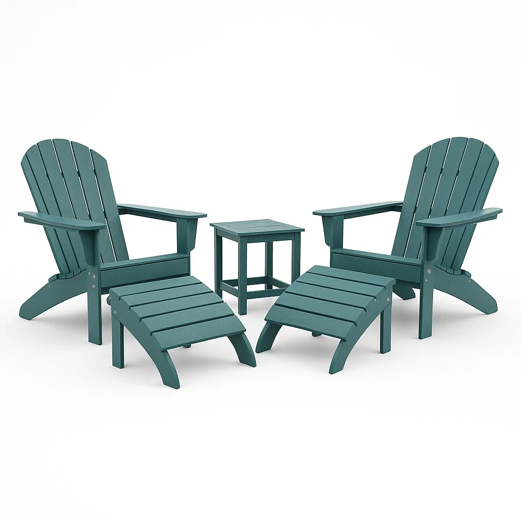 Conjuntos de mesa y sillas Adirondack de polietileno en color verde