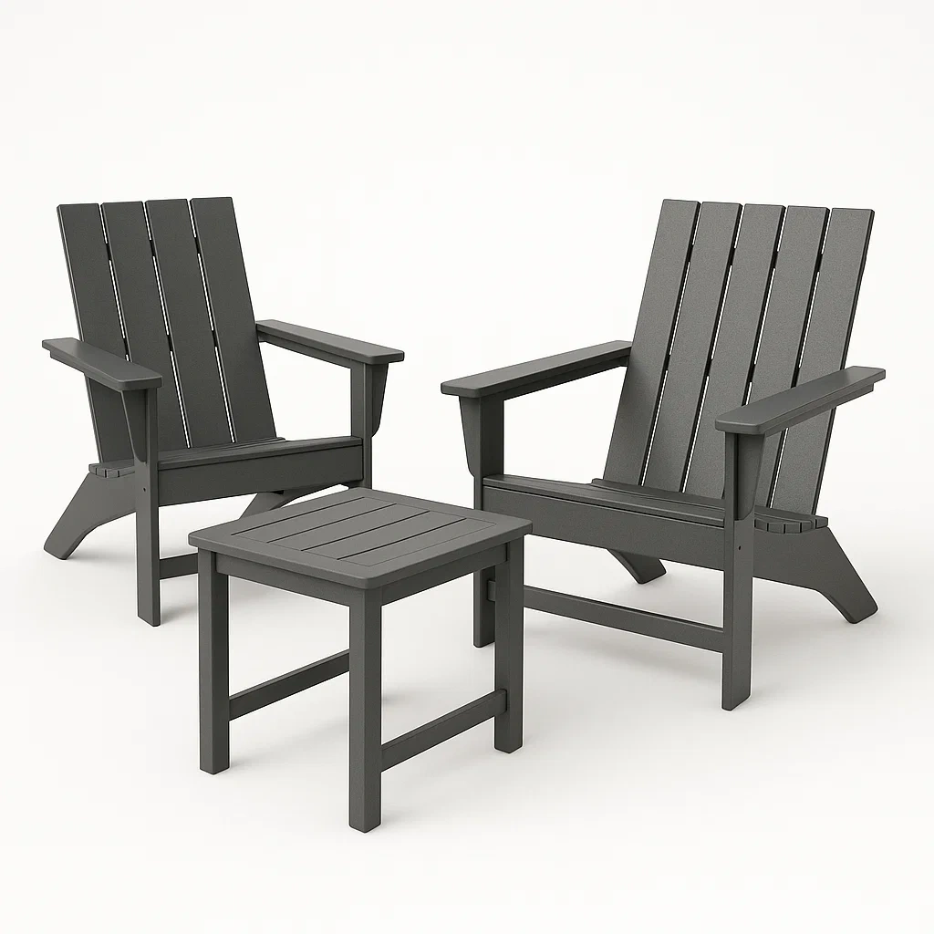 Conjunto de mesa y sillas Adirondack de resina en color negro