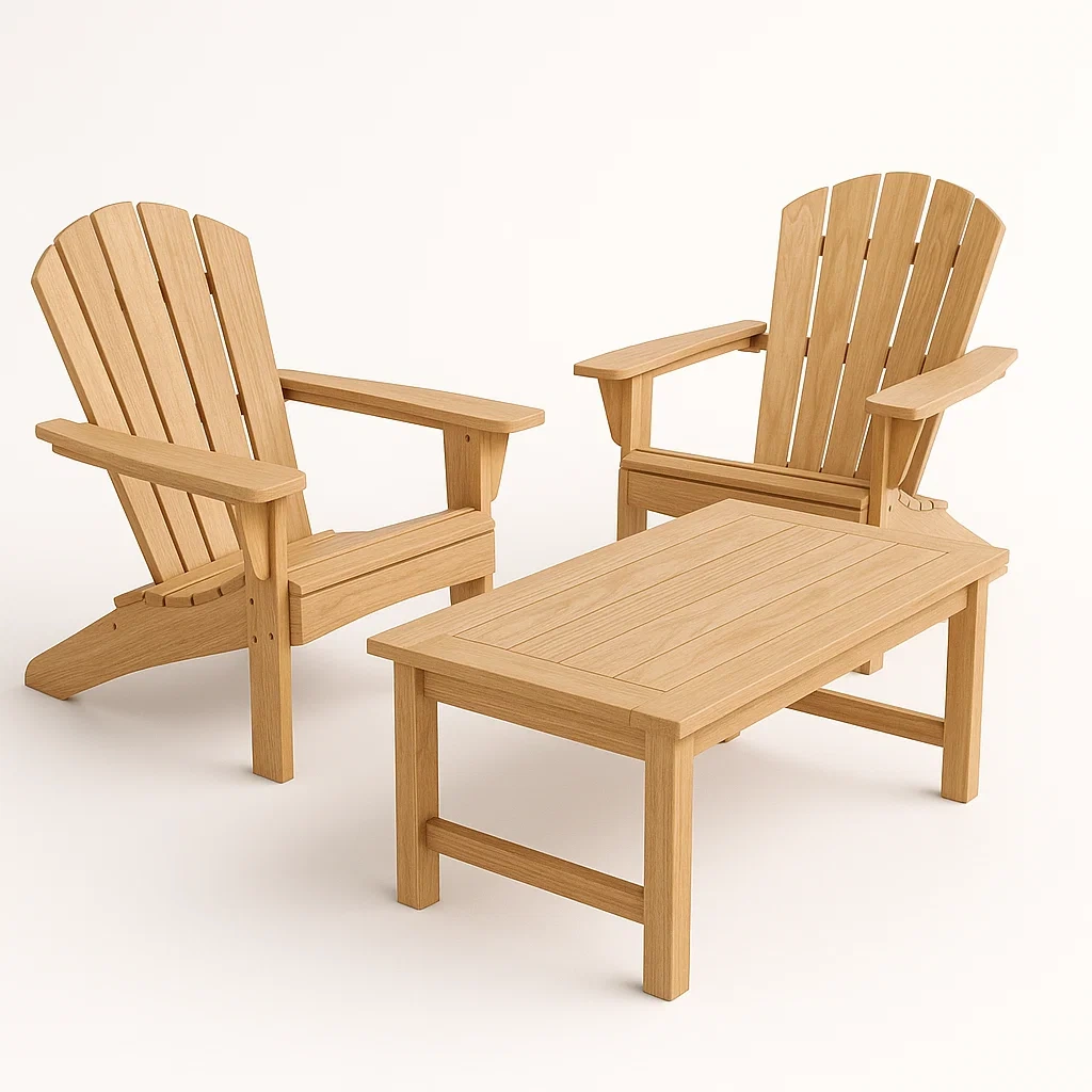 Conjunto de mesa y sillas Adirondack de madera para jardín