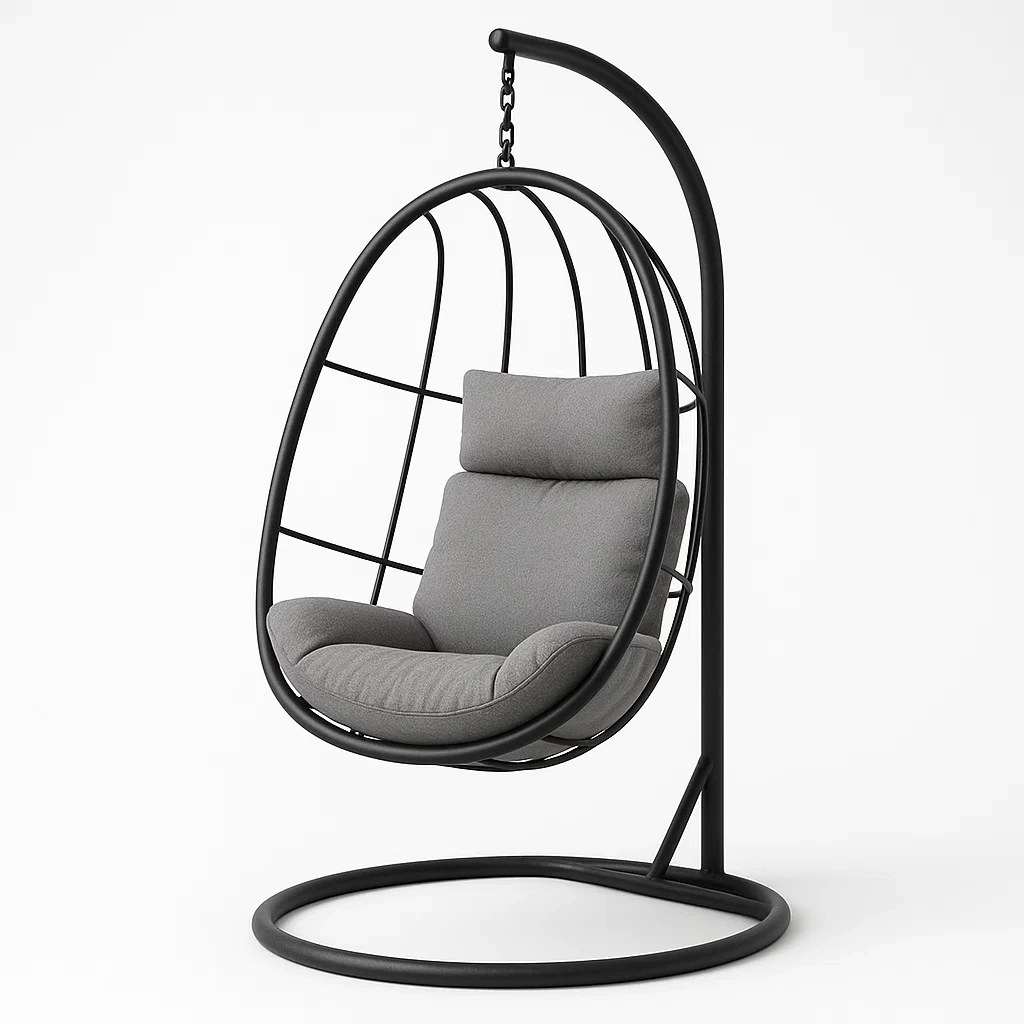 Silla colgante tipo huevo de acero en color negro