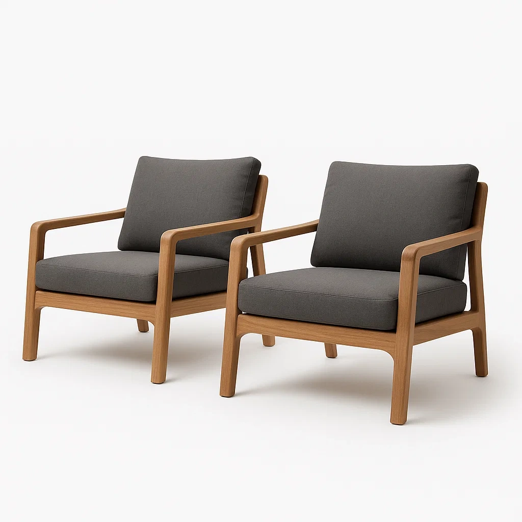 Sillones de madera en color gris, juego de 2