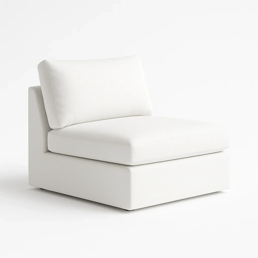 Sillón modular tapizado en algodón en color blanco
