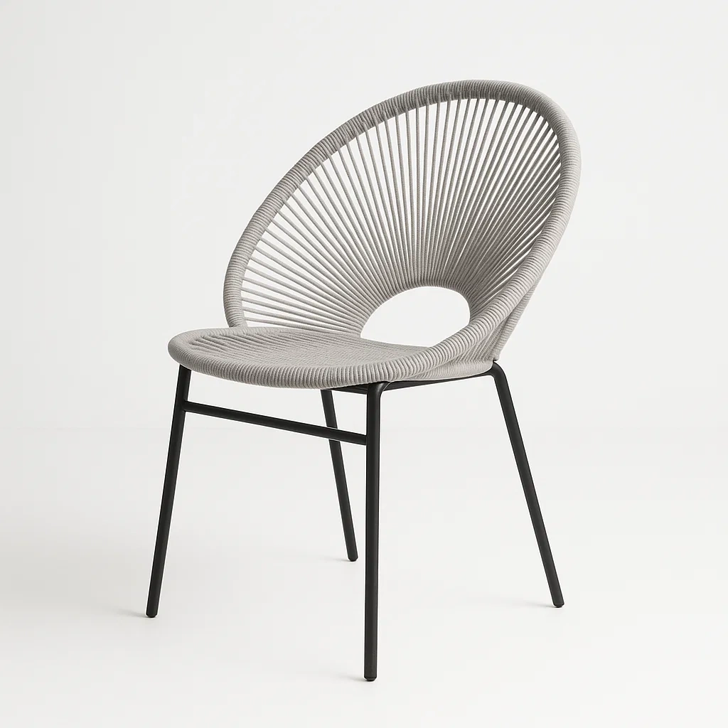 Silla de acero con cuerda de poliéster en color gris 54×59×86 cm