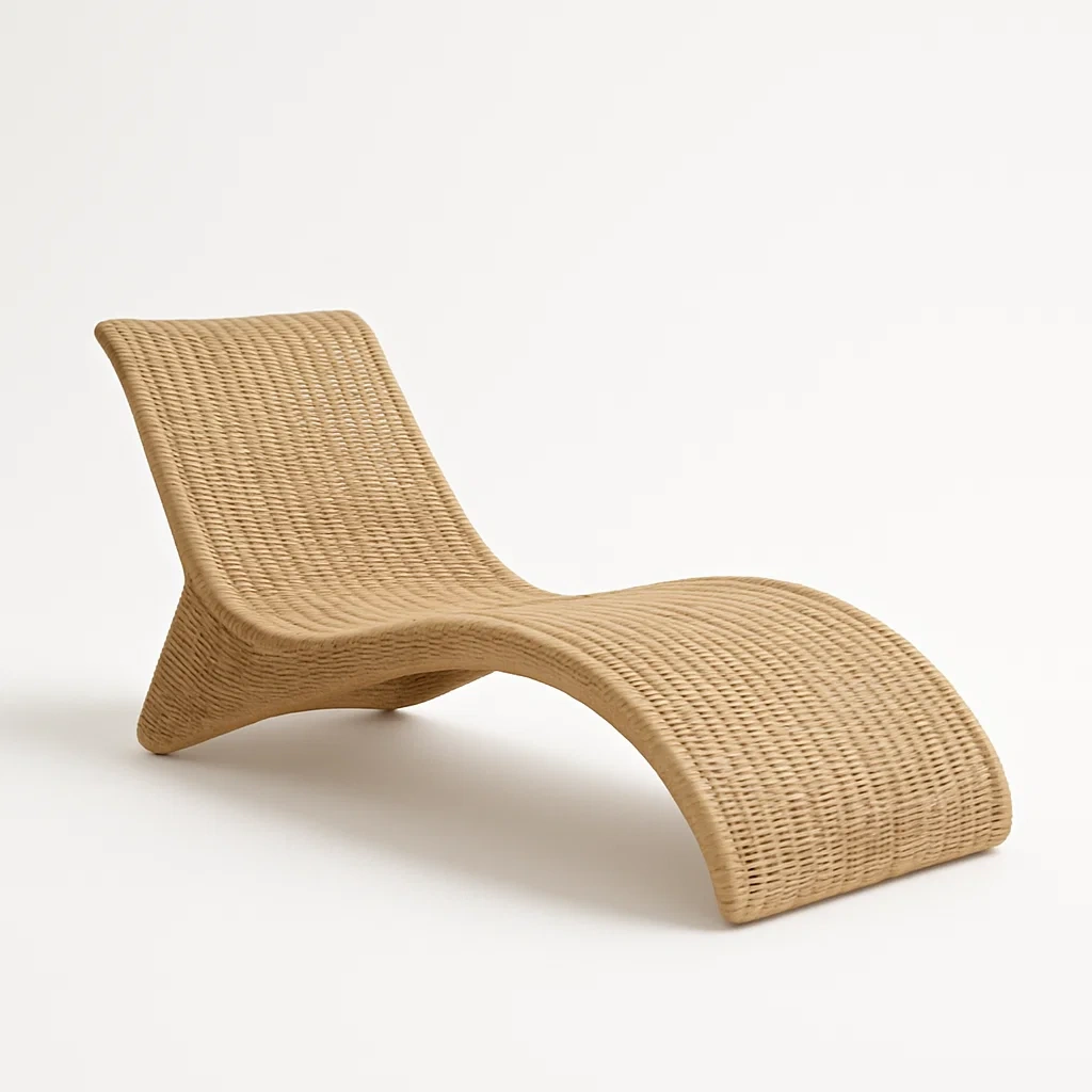 Tumbona de ratán sintético para exterior con diseño curvo