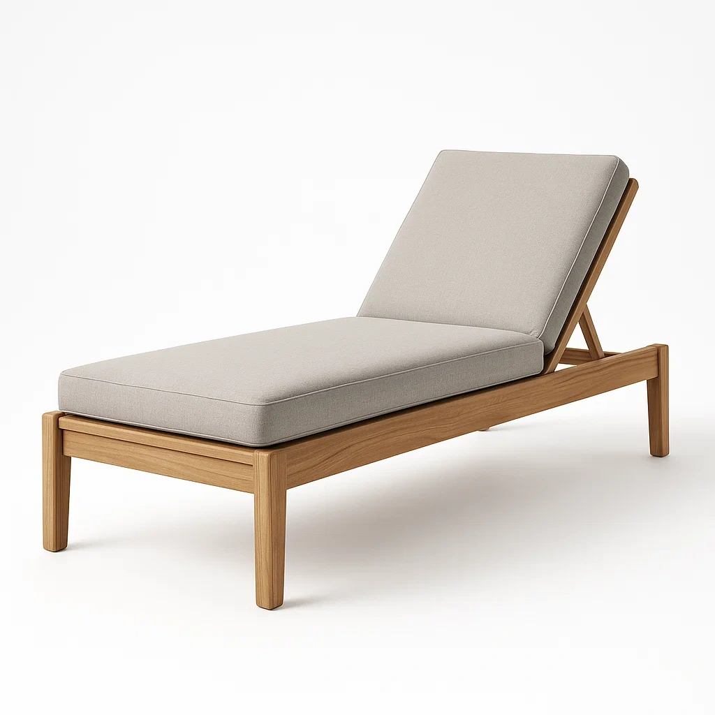 Tumbona de madera ajustable en color beige