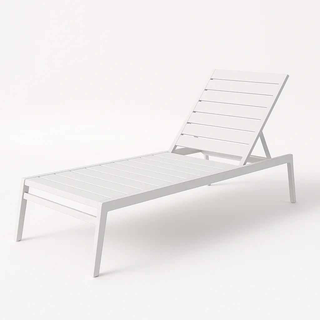 Tumbona de aluminio para exterior en color blanco 200×70×30 cm