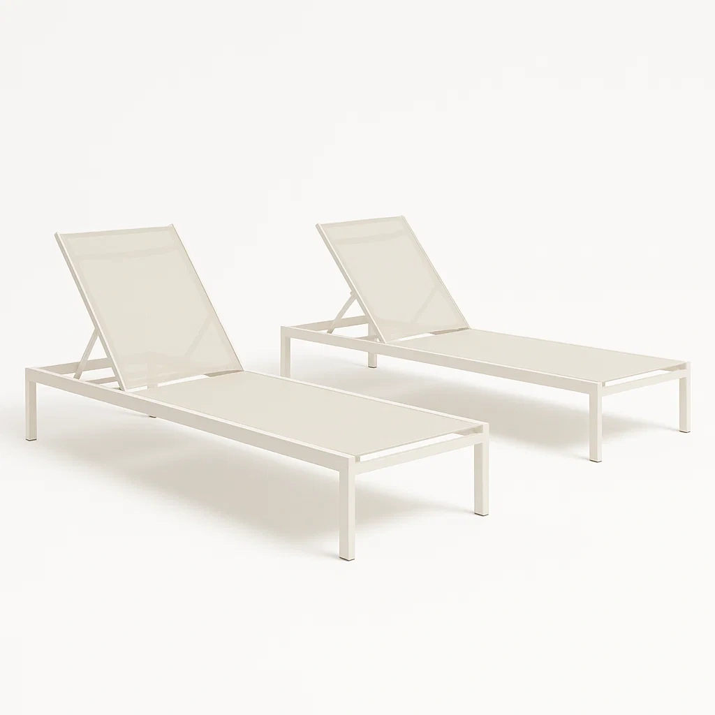 Tumbona de aluminio y poliéster en color crema