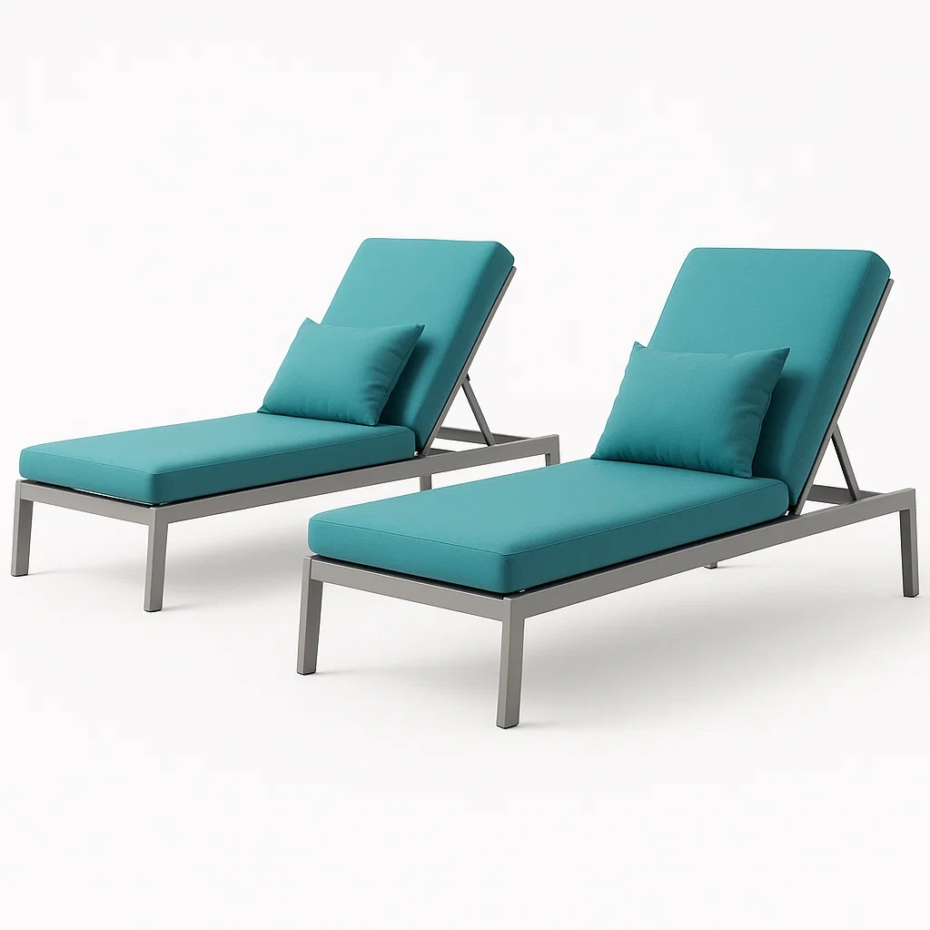Tumbona de metal en color azul, juego de 2