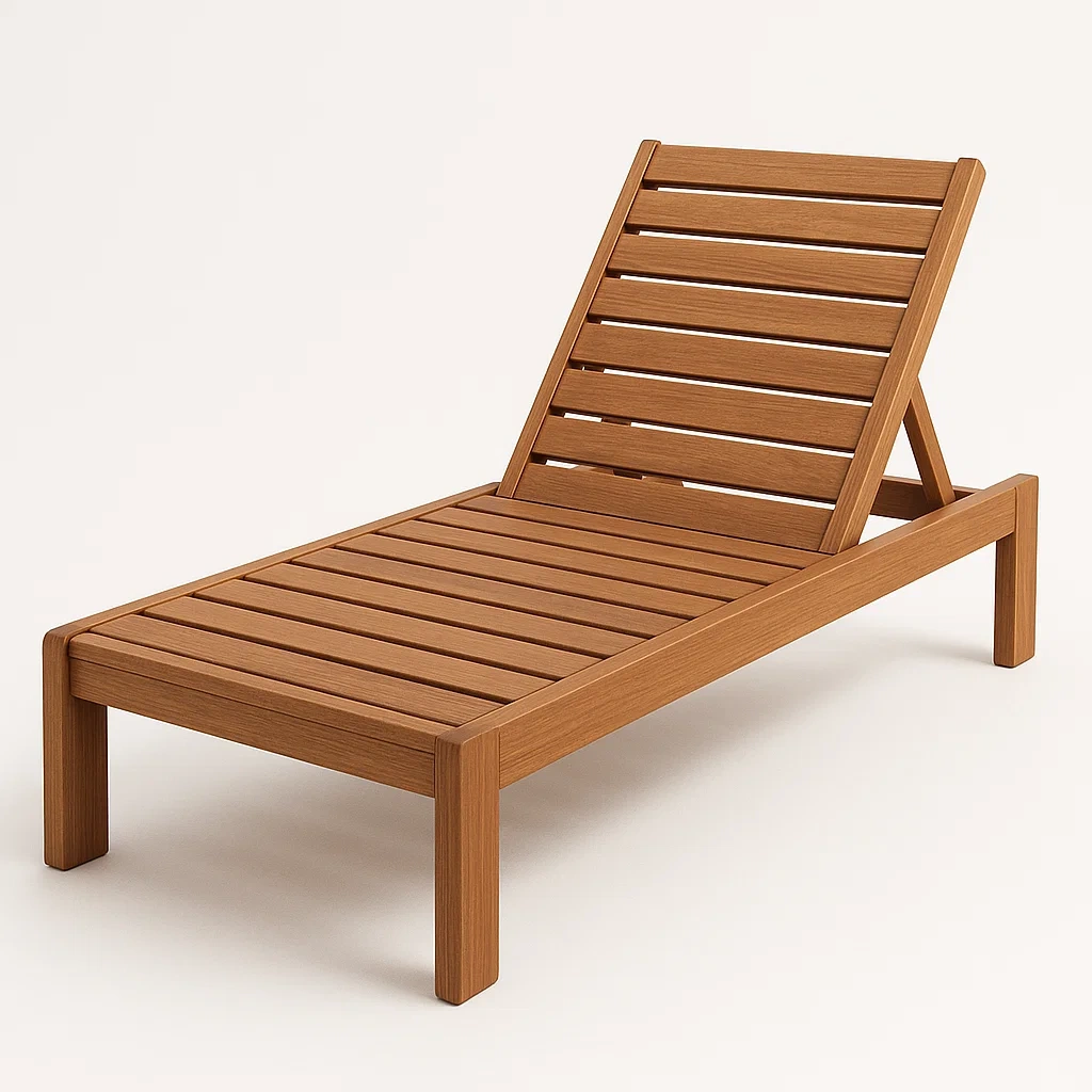 Tumbona de madera maciza ajustable para exterior