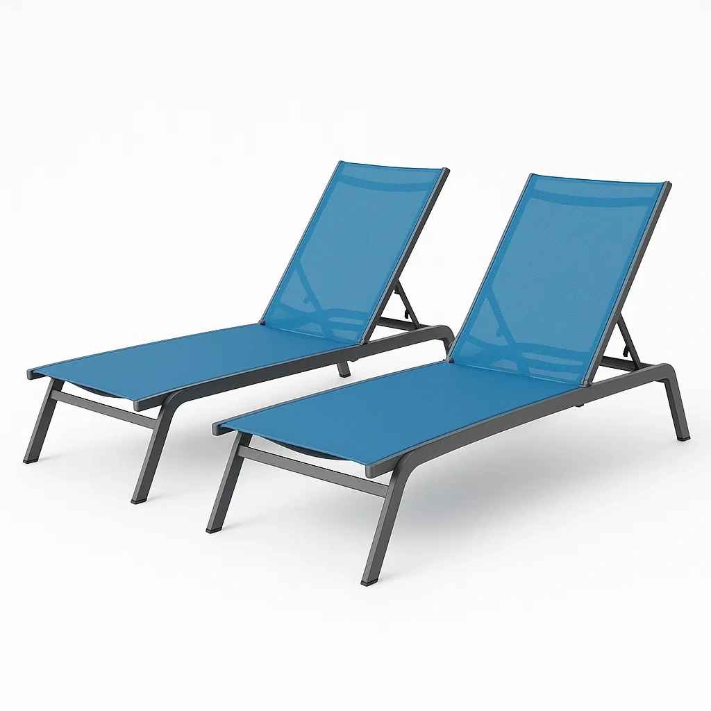 Tumbona de aluminio en color azul, juego de 2
