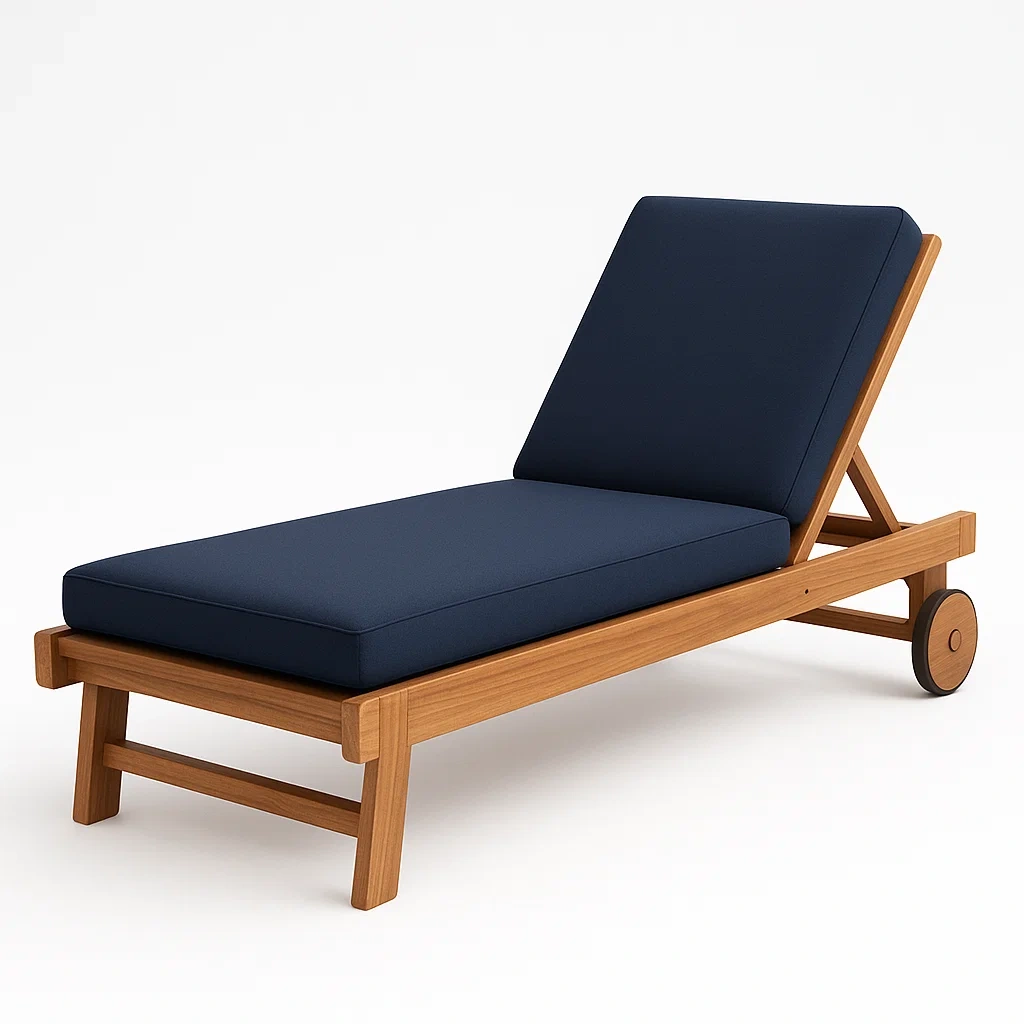 Tumbona de madera ajustable para exterior 200 cm en color azul