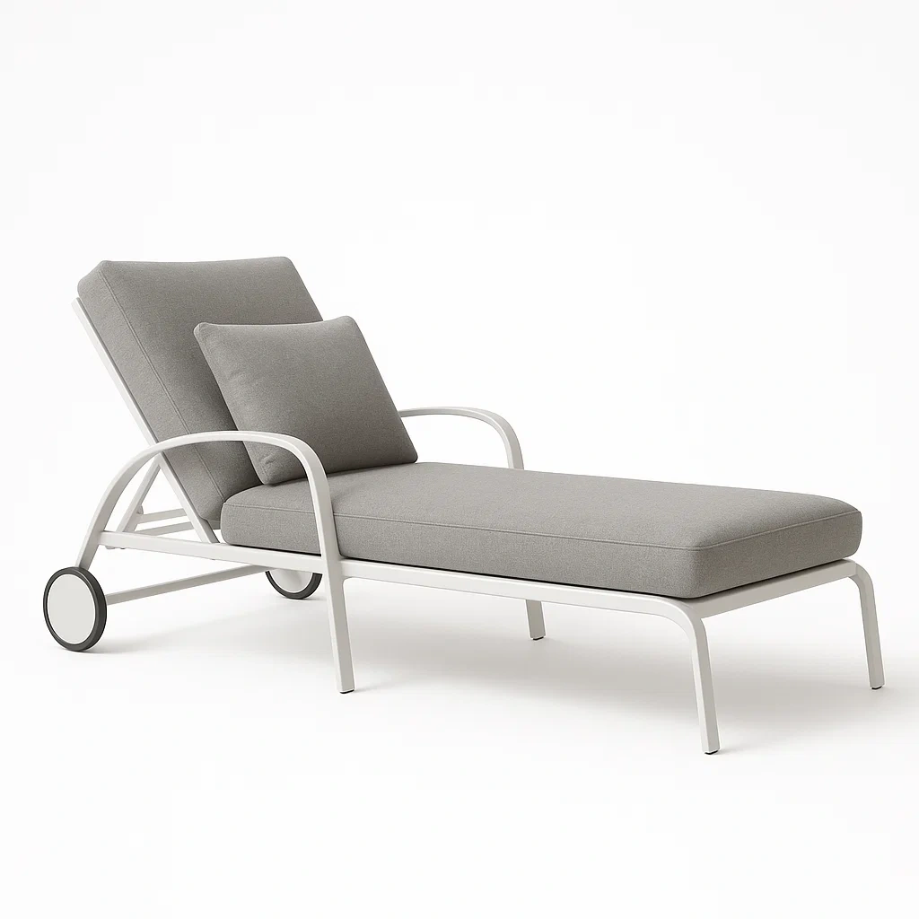 Tumbona de metal en color gris