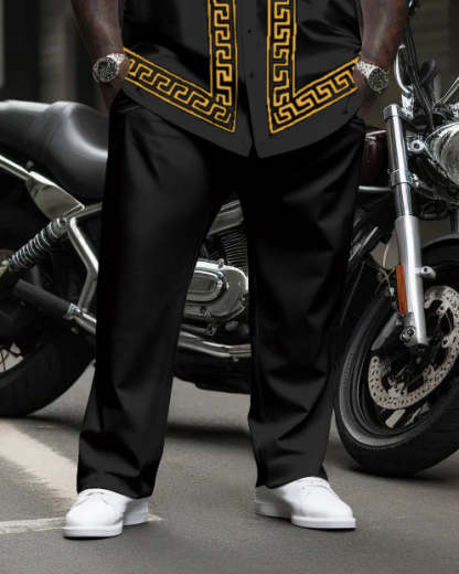 Men's Plus Size Simple Geometric Stripes Long Sleeve Shirt Trousers Suit