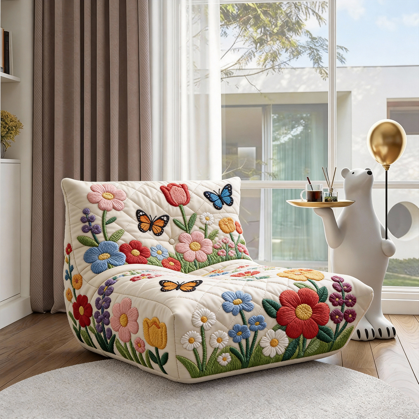 【Soul Sanctuary】 Italian-style armchair: Intricate Jacquard-feeling Lazy Person Art Sofa